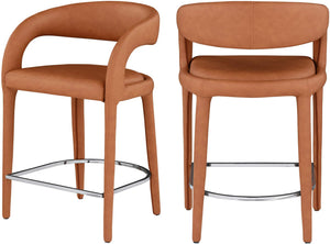 Sylvester Cognac Vegan Leather Upholstered Counter Stool | Meridian Furniture - 989Cognac-C