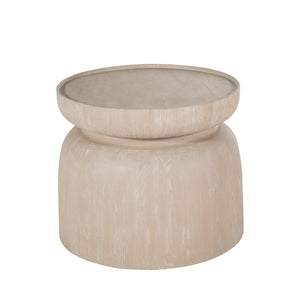 Marta Mindi Wood Round Pedestal Side Table | Gabriella White - SCH-175089
