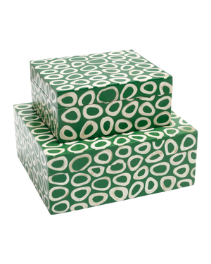 Ovoid Green Box Set of 2 | Currey & Co - 1200-1133