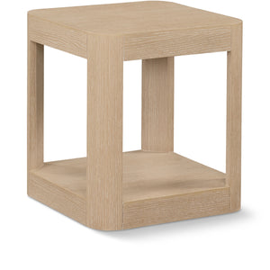 Reeves Natural Solid Wood And Burl Veneer End / Side Table | Meridian Furniture - 99068Oak-ET