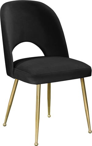 Logan Black Velvet Upholstered Dining Chair (Set of 2) | Meridian Furniture - 990Black-C