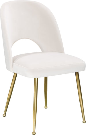 Logan Cream Velvet Upholstered Dining Chair (Set of 2) | Meridian Furniture - 990Cream-C