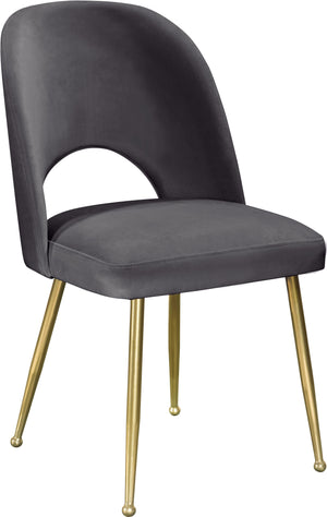 Logan Grey Velvet Upholstered Dining Chair (Set of 2) | Meridian Furniture - 990Grey-C