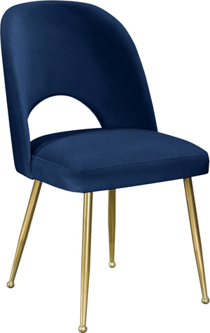 Logan Navy Velvet Upholstered Dining Chair (Set of 2) | Meridian Furniture - 990Navy-C