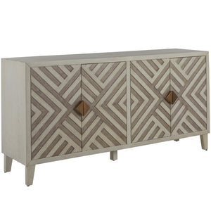 Molena Mahogany Geometric Cabinet - 2 Shelves, Sesame White Antique Gray | Gabriella White - SCH-165085