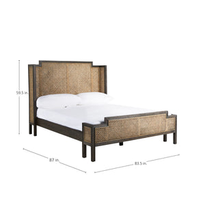 Camille Natural Rattan Wood Transitional Cane Bed - King, Brown | Gabriella White - SCH-169350