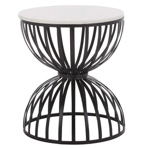 Tissaia Round Accent Table, White Marble / Black | Safavieh - ACC4616