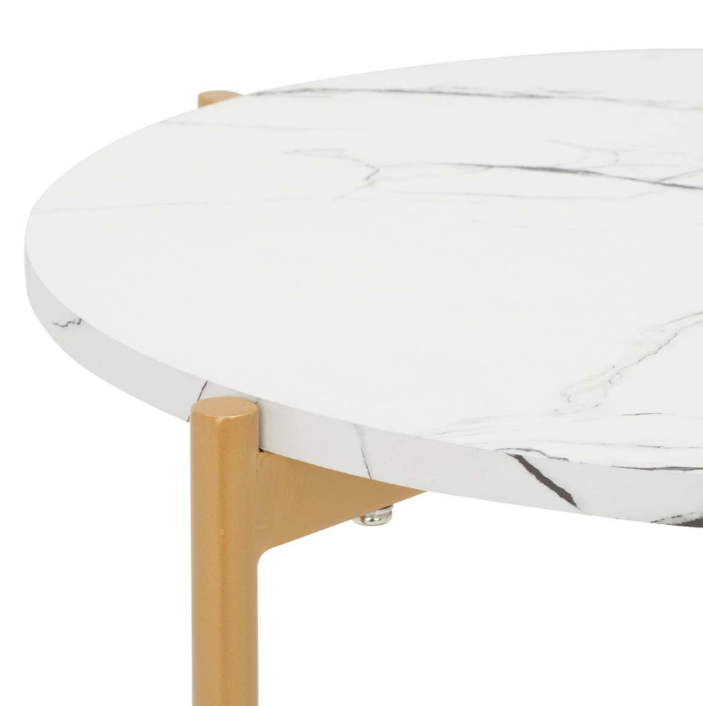 Safavieh Calina Accent Table - Faux White Marble / Gold Legs