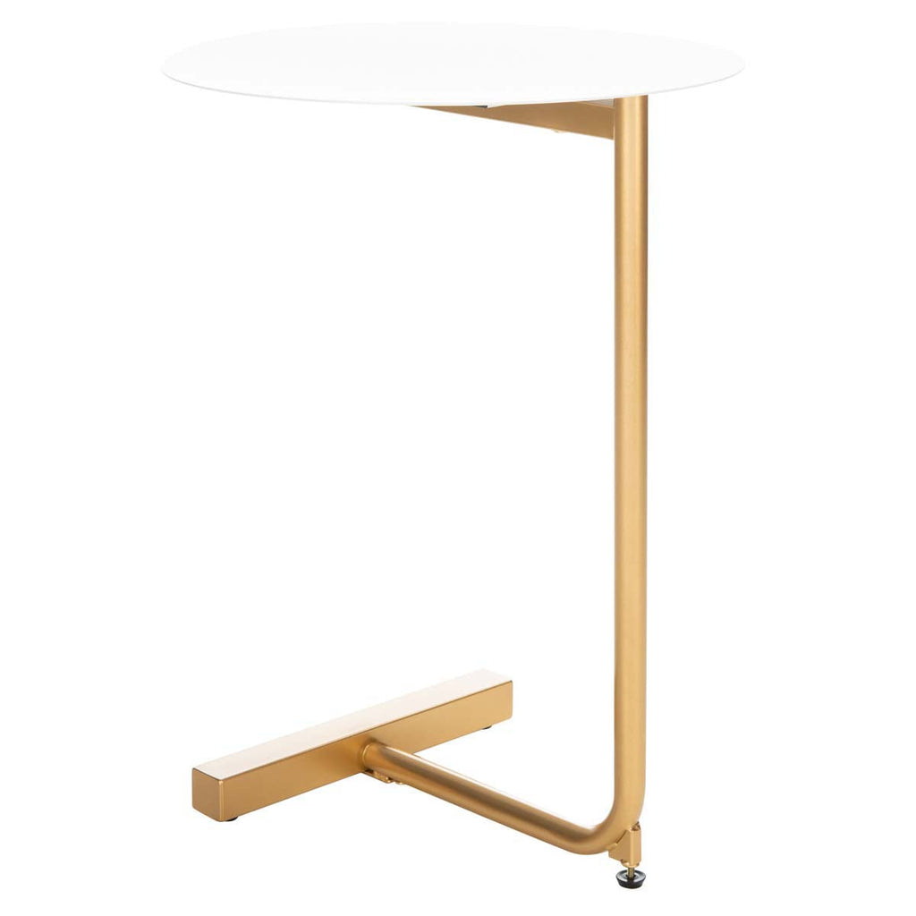 Safavieh Haylee Round Side Table - White / Gold
