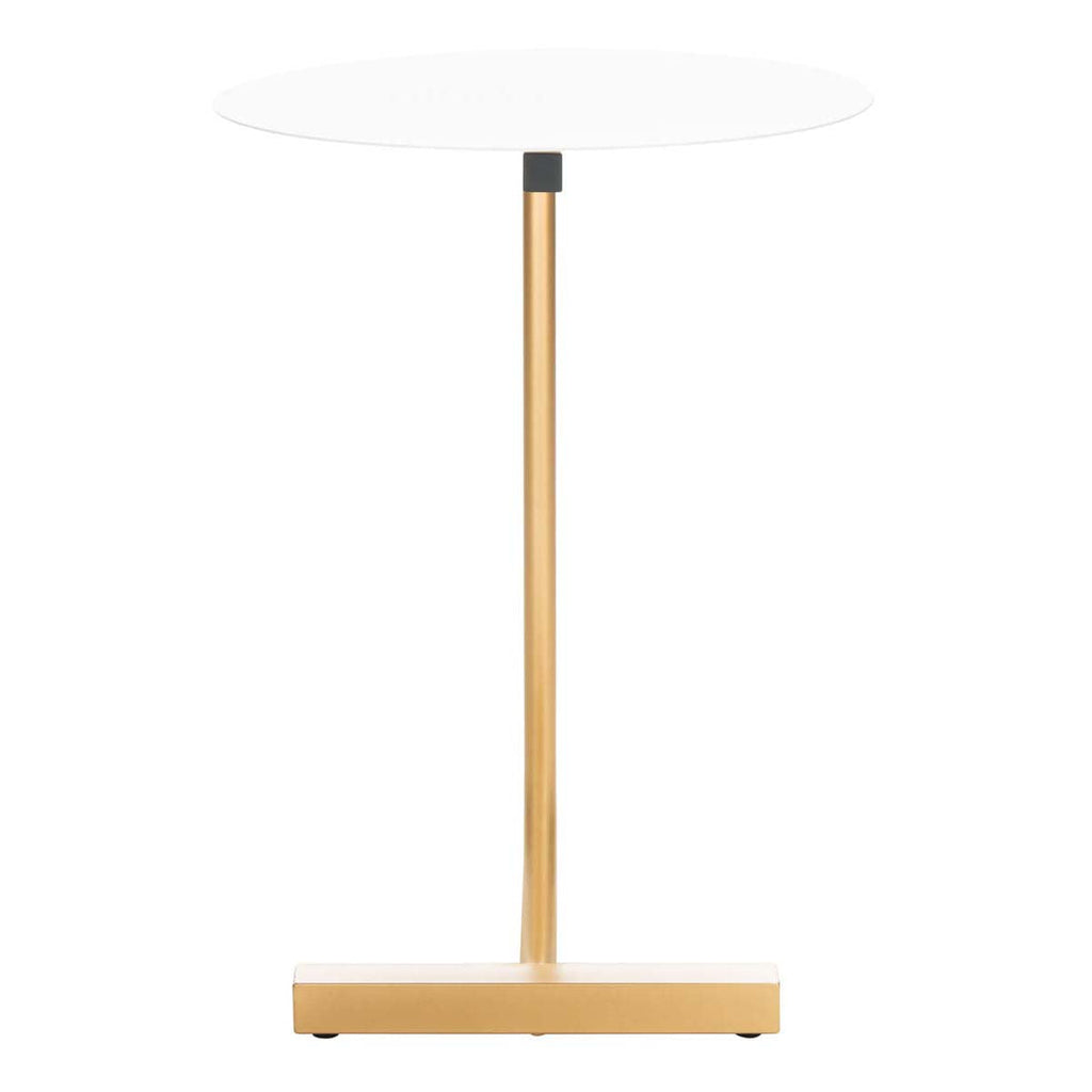 Safavieh Haylee Round Side Table - White / Gold