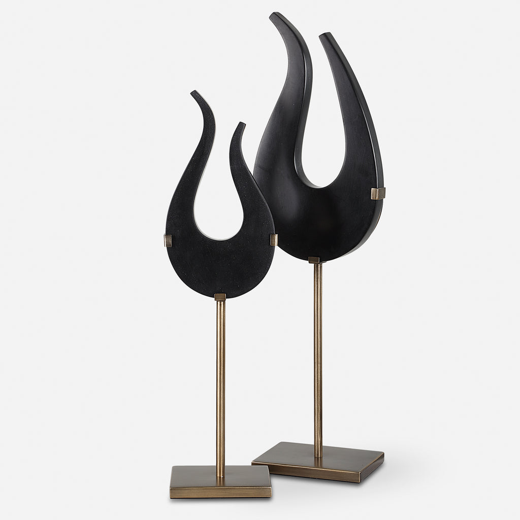 Uttermost Black Flame Sculptures, S/2 - 18136