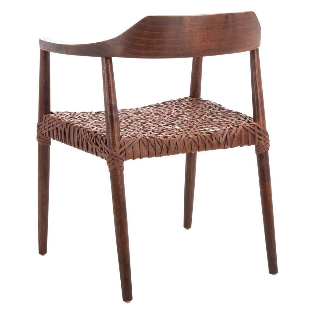 Safavieh Munro Leather Woven Accent Chair - Walnut / Cognac