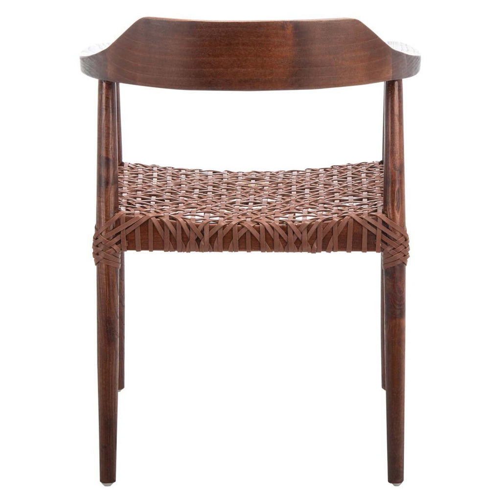 Safavieh Munro Leather Woven Accent Chair - Walnut / Cognac