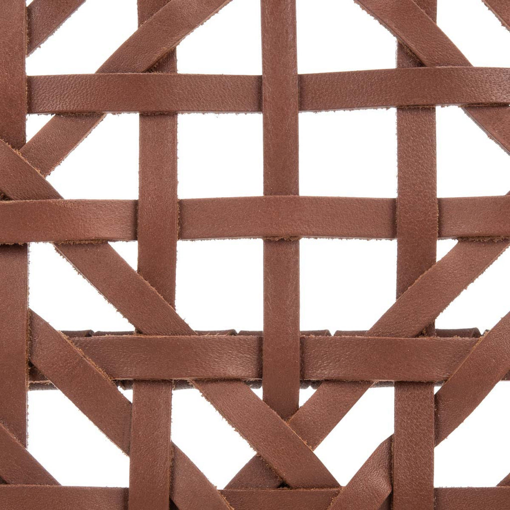 Safavieh Munro Leather Woven Accent Chair - Walnut / Cognac