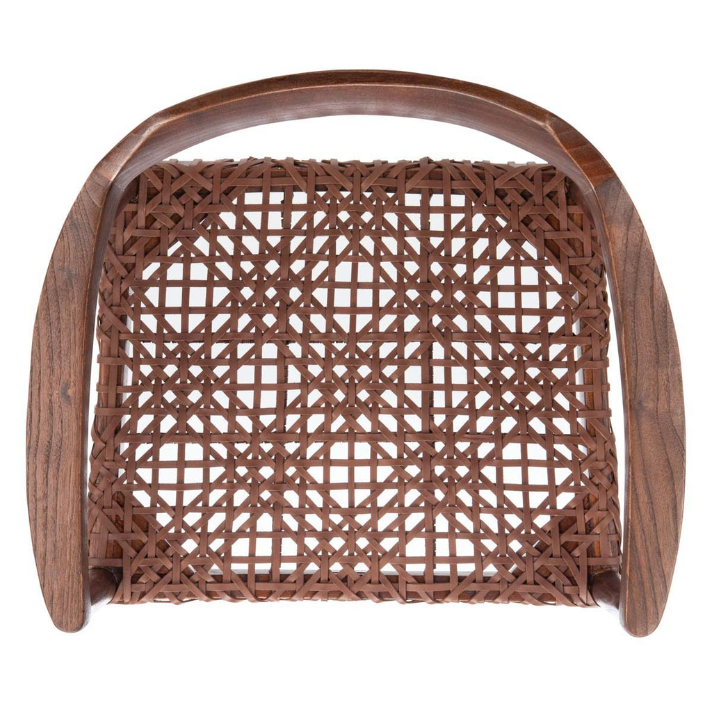 Safavieh Munro Leather Woven Accent Chair - Walnut / Cognac