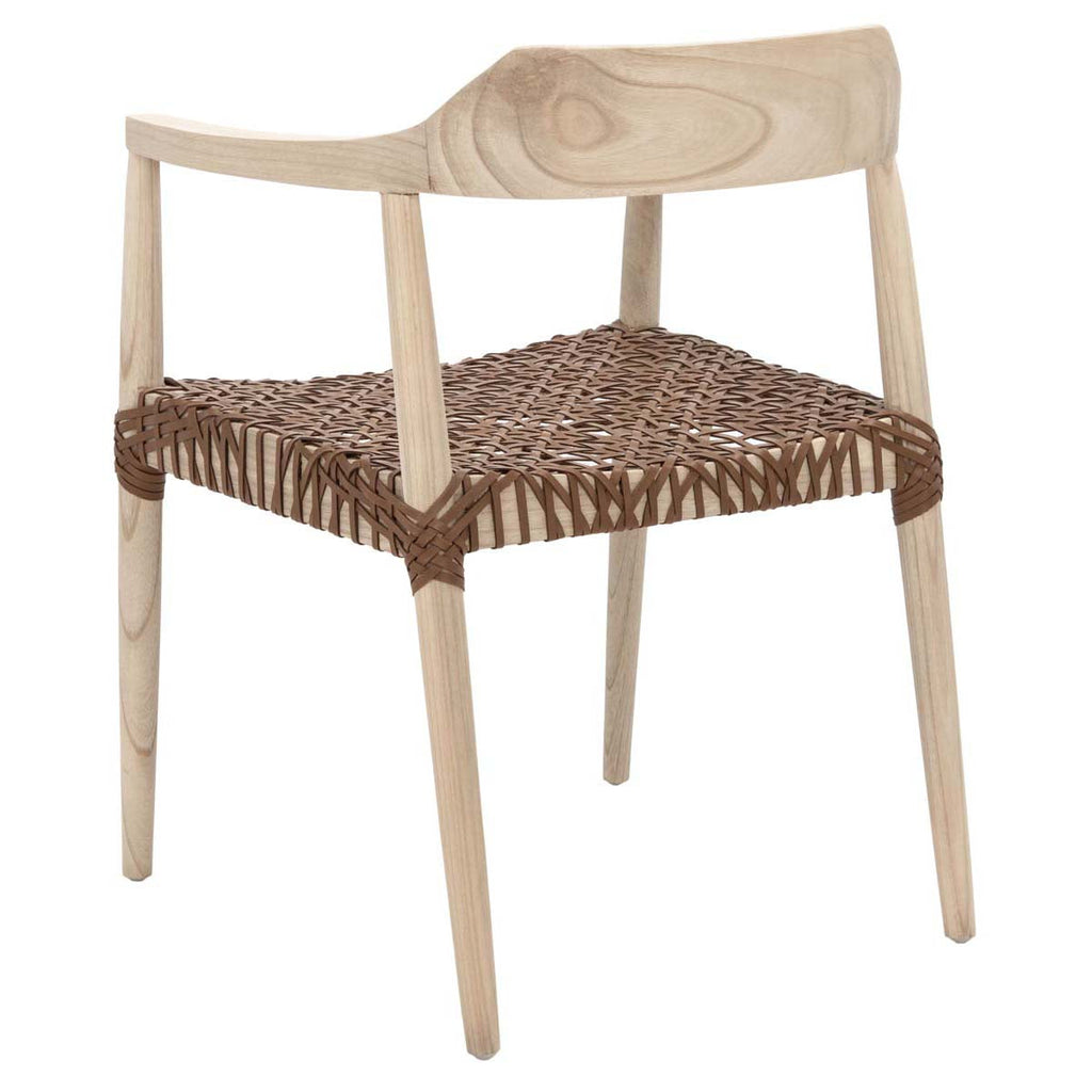 Safavieh Munro Leather Woven Accent Chair - Natural / Light Honey