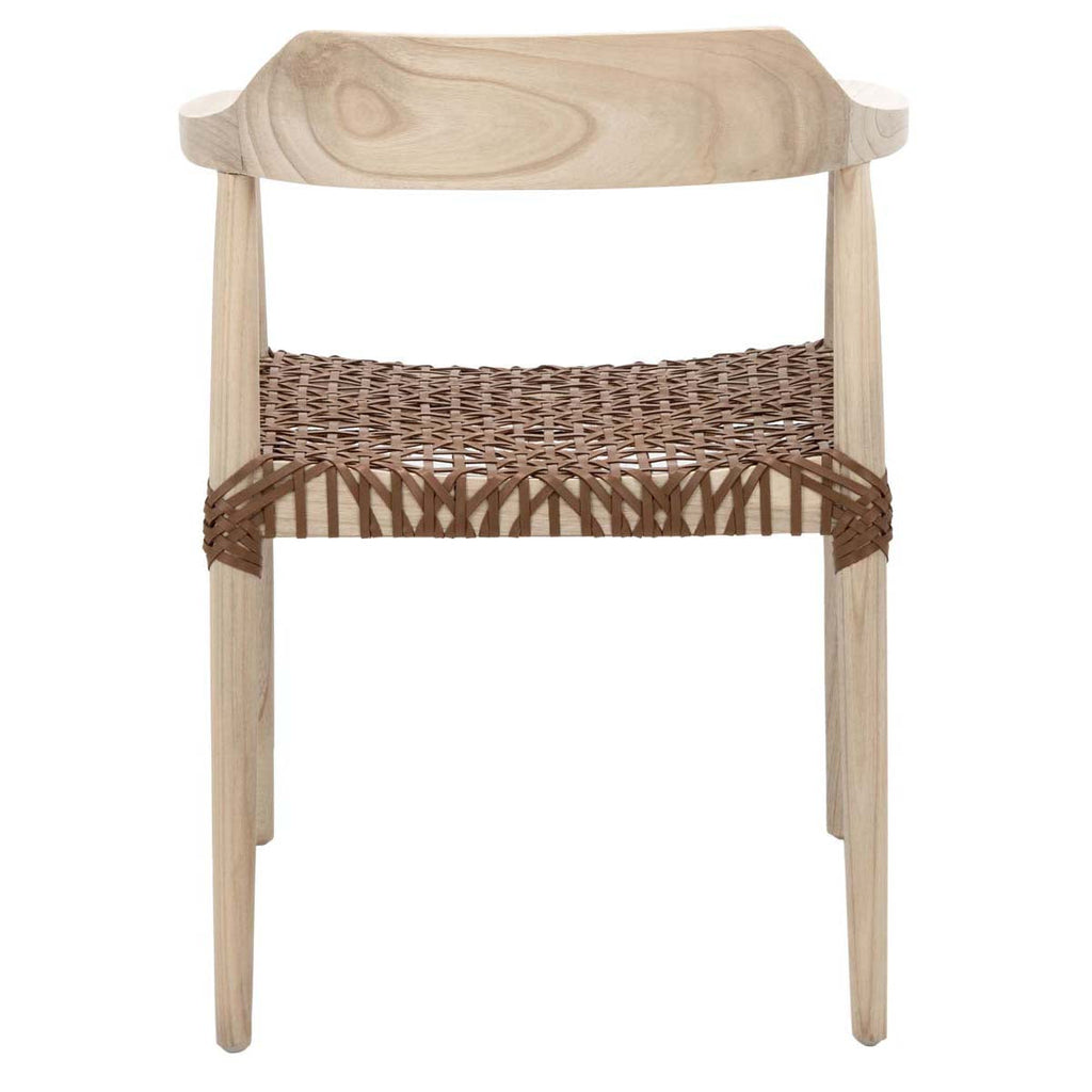 Safavieh Munro Leather Woven Accent Chair - Natural / Light Honey