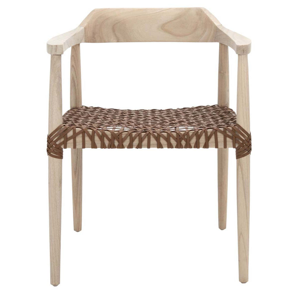 Safavieh Munro Leather Woven Accent Chair - Natural / Light Honey