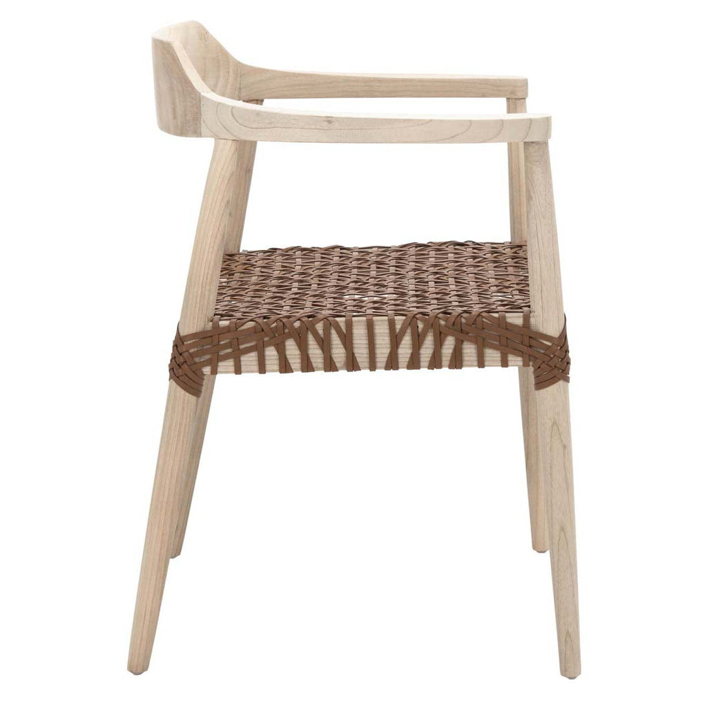Safavieh Munro Leather Woven Accent Chair - Natural / Light Honey