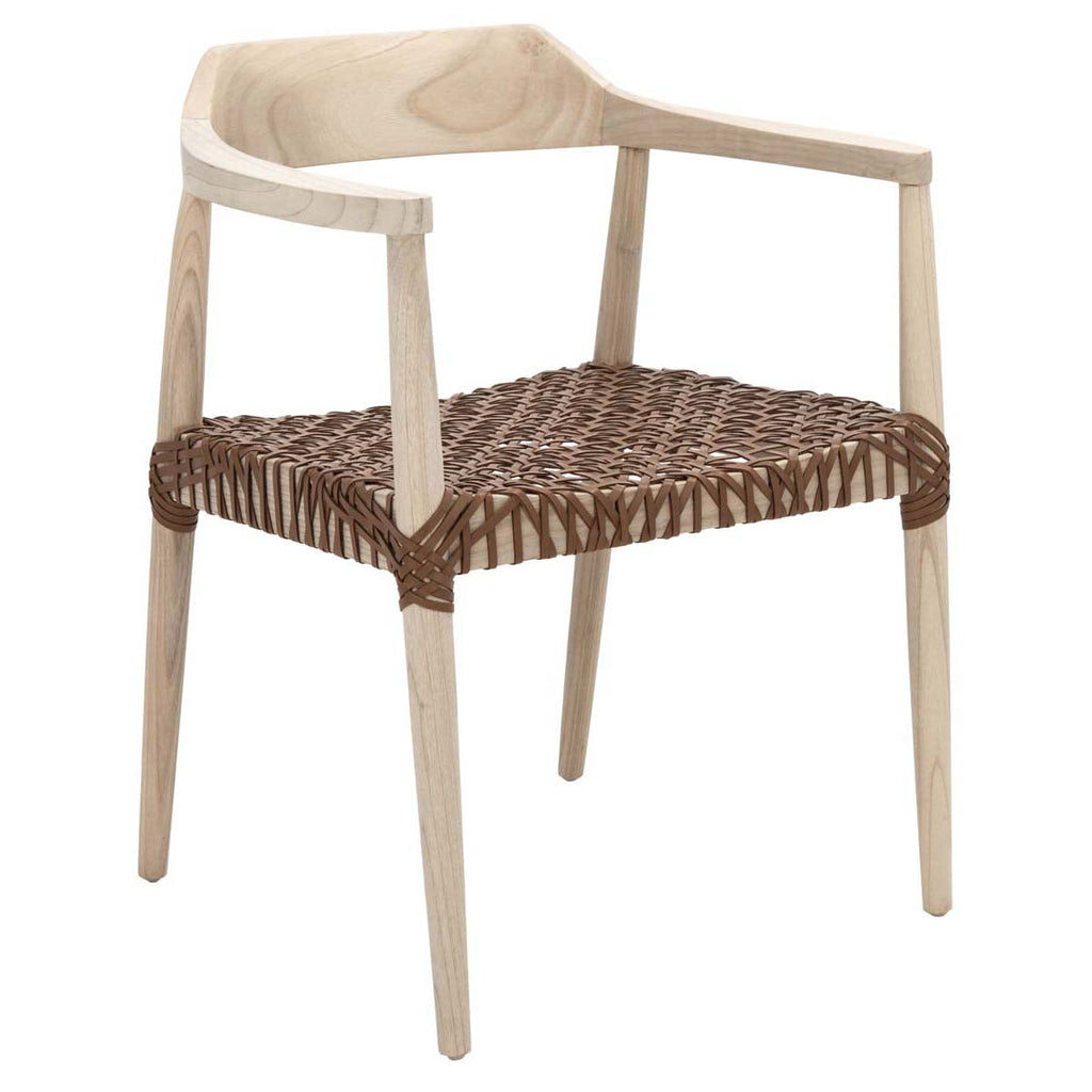 Safavieh Munro Leather Woven Accent Chair - Natural / Light Honey