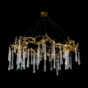 Brass and Glass Teardrop Eight-Light Chandelier | John Richard - AJC-8980