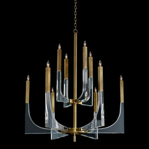 Acrylic and Brass Ten-Light Chandelier | John Richard - AJC-9040