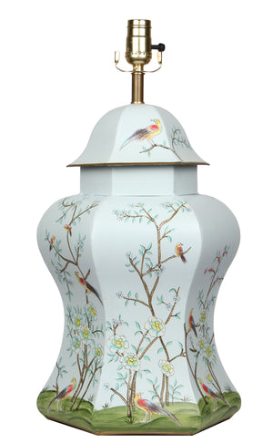 Pale Blue & Multi Color Scalloped Hexagon Lamp