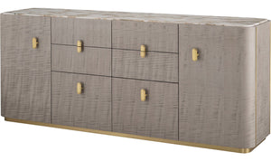 72" Wide Multi-Storage Credenza - Sterling with Polished Calacatta Gold Marble | Baker Furniture - BAA4565