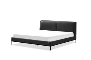 BAROLO Upholsetered Bed King Black Leatherette | Mobital - BED-BARO-BLLE-KING