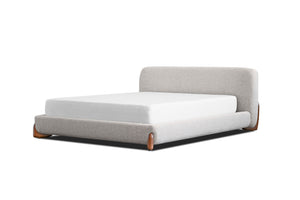 MESA Upholstered Bed King Oat Tweed Fabric / Walnut Legs | Mobital - BED-MESA-OATT-KING