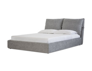 PLUME Upholstered Bed King Heather Grey Fabric | Mobital - BED-PLUM-HEAT-KING