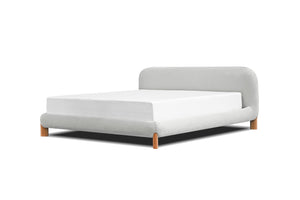 RUBBLE Upholstered Bed Queen Cream Latte Fabric / White Oak Legs | Mobital - BED-RUBB-CRLA-QUEEN