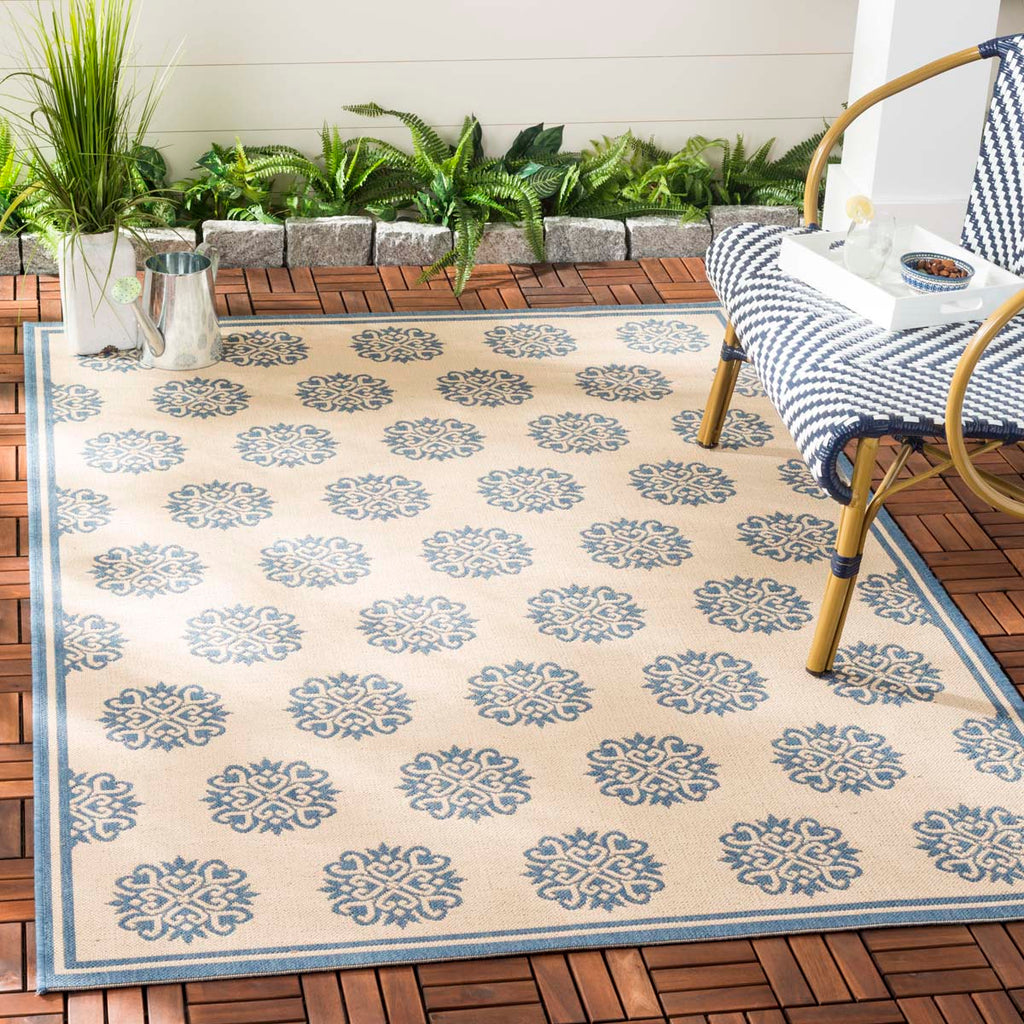 Safavieh Beach House Rug Collection BHS181M - Blue / Creme