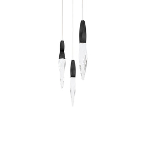 Kindjal 3 Light LED Multi-Light Pendant in Black with Clear Optic Crystal | Schonbek - BPD13203-BK