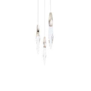 Kindjal 3 Light LED Multi-Light Pendant in Polished Nickel with Clear Optic Crystal | Schonbek - BPD13203-PN