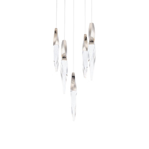 Kindjal 5 Light LED Multi-Light Pendant in Polished Nickel with Clear Optic Crystal | Schonbek - BPD13205-PN