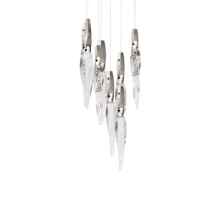 Kindjal 9 Light LED Multi-Light Pendant in Polished Nickel with Clear Optic Crystal | Schonbek - BPD13209-PN