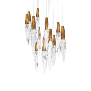 Kindjal 15 Light LED Multi-Light Pendant in Aged Brass with Clear Optic Crystal | Schonbek - BPD13215-AB
