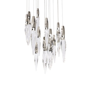 Kindjal 15 Light LED Multi-Light Pendant in Polished Nickel with Clear Optic Crystal | Schonbek - BPD13215-PN