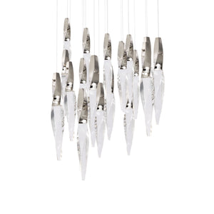 Kindjal 21 Light LED Multi-Light Pendant in Polished Nickel with Clear Optic Crystal | Schonbek - BPD13221-PN