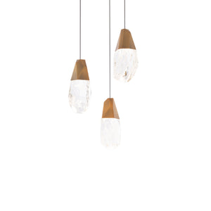 Martini 3 Light LED Chandelier in Aged Brass with Optic Haze Quartz | Schonbek - BPD20203OH-AB