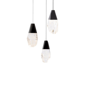 Martini 3 Light LED Chandelier in Black with Optic Haze Quartz | Schonbek - BPD20203OH-BK