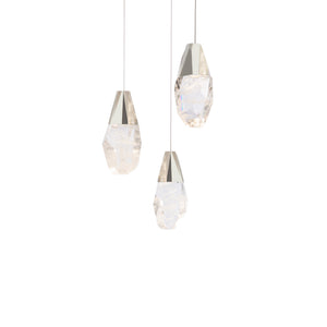 Martini 3 Light LED Chandelier in Polished Nickel with Optic Haze Quartz | Schonbek - BPD20203OH-PN