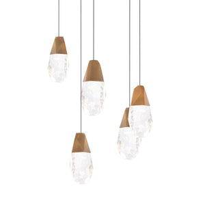 Martini 5 Light LED Chandelier in Aged Brass with Optic Haze Quartz | Schonbek - BPD20205OH-AB