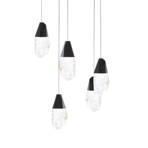 Martini 5 Light LED Chandelier in Black with Optic Haze Quartz | Schonbek - BPD20205OH-BK