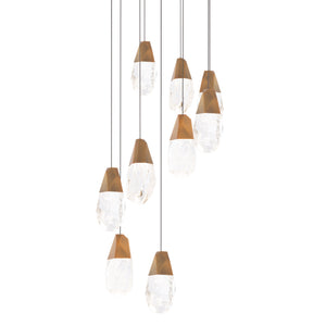 Martini 9 Light LED Chandelier in Aged Brass with Optic Haze Quartz | Schonbek - BPD20209OH-AB