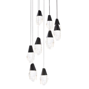Martini 9 Light LED Chandelier in Black with Optic Haze Quartz | Schonbek - BPD20209OH-BK