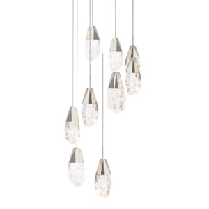 Martini 9 Light LED Chandelier in Polished Nickel with Optic Haze Quartz | Schonbek - BPD20209OH-PN