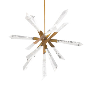 Solitude 36 inch LED Pendant in Aged Brass with Optic Haze Quartz | Schonbek - BPD31236-AB