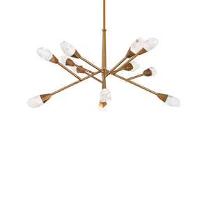 Synapse 32 inch LED Pendant in Aged Brass with Optic Haze Quartz | Schonbek - BPD32232-AB